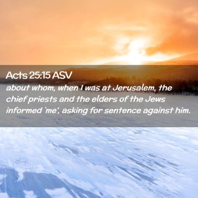 Picture 02 - Acts 25:15 ASV - about whom, when I was at Jerusalem, the chief - Bible Verse Picture