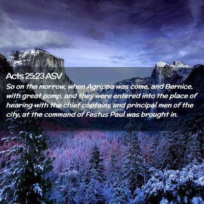 Picture 02 - Acts 25:23 ASV - So on the morrow, when Agrippa was come, and - Bible Verse Picture