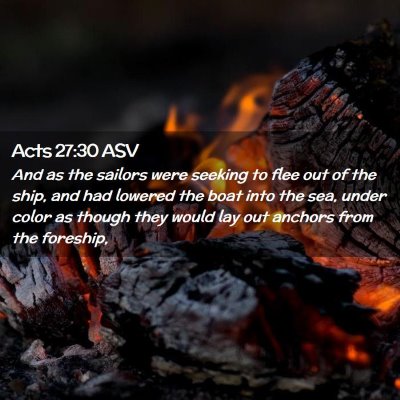 Picture 02 - Acts 27:30 ASV - And as the sailors were seeking to flee out of - Bible Verse Picture