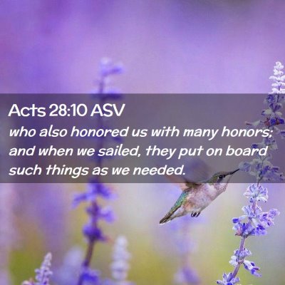 Picture 02 - Acts 28:10 ASV - who also honored us with many honors; and when we - Bible Verse Picture