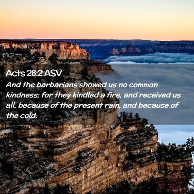 Picture 02 - Acts 28:2 ASV - And the barbarians showed us no common kindness; - Bible Verse Picture