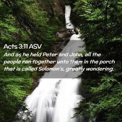 Picture 02 - Acts 3:11 ASV - And as he held Peter and John, all the people ran - Bible Verse Picture