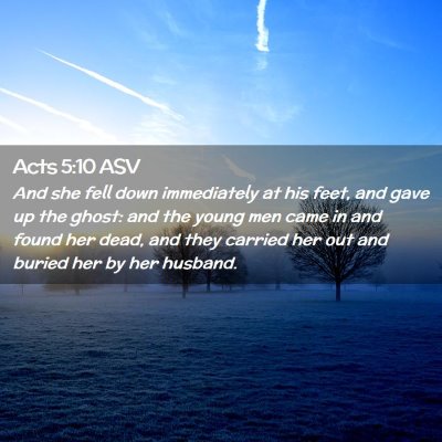 Picture 02 - Acts 5:10 ASV - And she fell down immediately at his feet, and - Bible Verse Picture