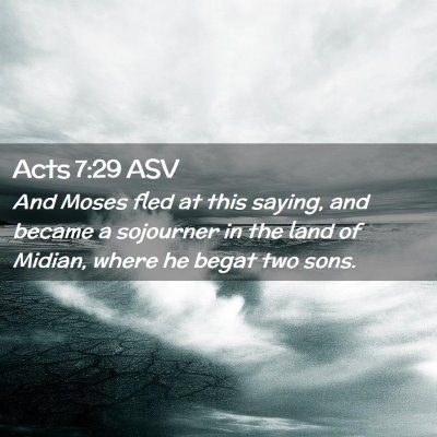 Picture 02 - Acts 7:29 ASV - And Moses fled at this saying, and became a - Bible Verse Picture