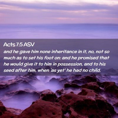 Picture 02 - Acts 7:5 ASV - and he gave him none inheritance in it, no, not - Bible Verse Picture