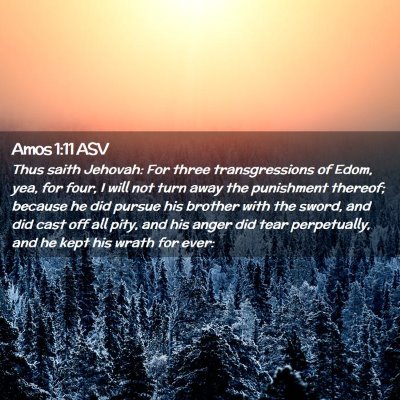 Picture 02 - Amos 1:11 ASV - Thus saith Jehovah: For three transgressions of - Bible Verse Picture