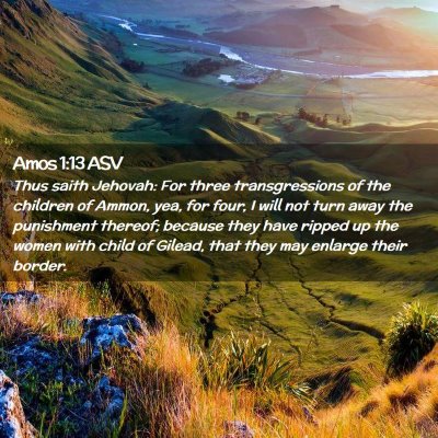 Picture 02 - Amos 1:13 ASV - Thus saith Jehovah: For three transgressions of - Bible Verse Picture
