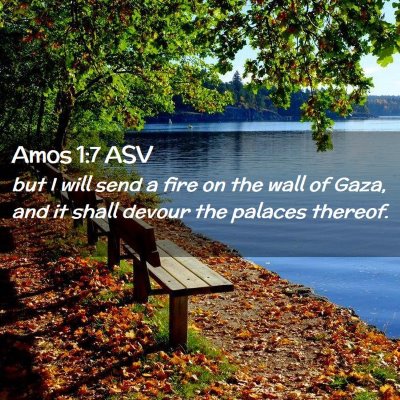 Picture 02 - Amos 1:7 ASV - but I will send a fire on the wall of Gaza, and - Bible Verse Picture