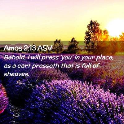 Picture 02 - Amos 2:13 ASV - Behold, I will press `you' in your place, as a - Bible Verse Picture