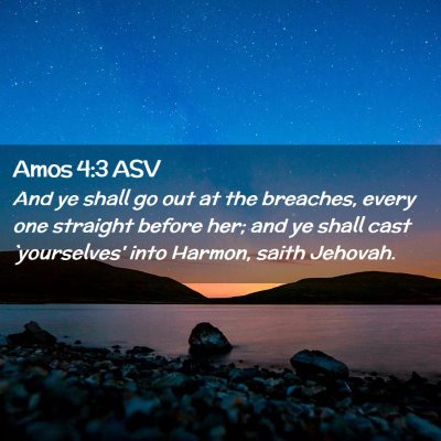Picture 02 - Amos 4:3 ASV - And ye shall go out at the breaches, every one - Bible Verse Picture
