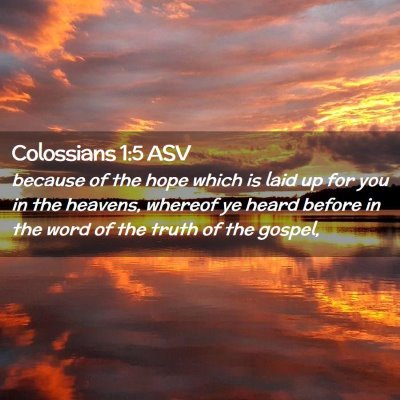 Picture 02 - Colossians 1:5 ASV - because of the hope which is laid up for you in - Bible Verse Picture