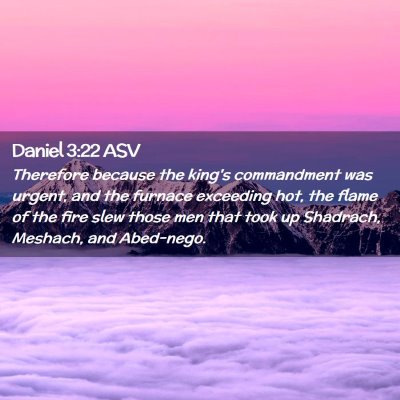 Picture 02 - Daniel 3:22 ASV - Therefore because the king's commandment was - Bible Verse Picture