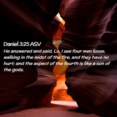 Picture 02 - Daniel 3:25 ASV - He answered and said, Lo, I see four men loose, - Bible Verse Picture
