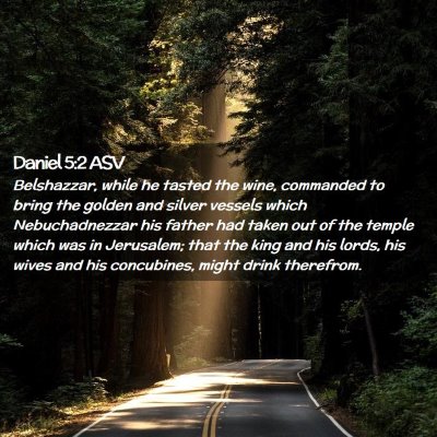 Picture 02 - Daniel 5:2 ASV - Belshazzar, while he tasted the wine, commanded - Bible Verse Picture