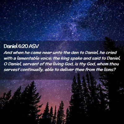 Picture 02 - Daniel 6:20 ASV - And when he came near unto the den to Daniel, he - Bible Verse Picture