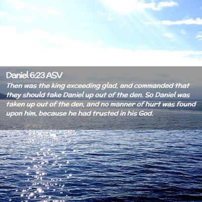 Picture 02 - Daniel 6:23 ASV - Then was the king exceeding glad, and commanded - Bible Verse Picture