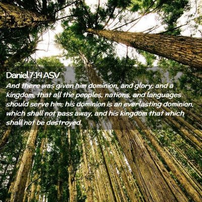 Picture 02 - Daniel 7:14 ASV - And there was given him dominion, and glory, and - Bible Verse Picture