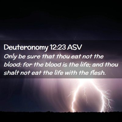Picture 02 - Deuteronomy 12:23 ASV - Only be sure that thou eat not the blood: for the - Bible Verse Picture