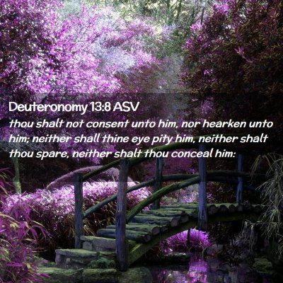 Picture 02 - Deuteronomy 13:8 ASV - thou shalt not consent unto him, nor hearken unto - Bible Verse Picture