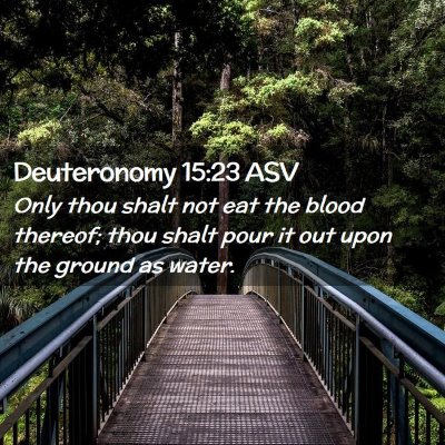 Picture 02 - Deuteronomy 15:23 ASV - Only thou shalt not eat the blood thereof; thou - Bible Verse Picture