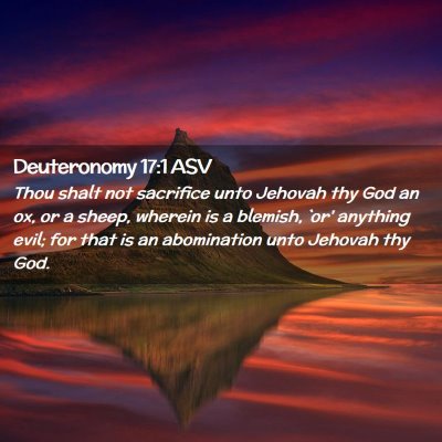 Picture 02 - Deuteronomy 17:1 ASV - Thou shalt not sacrifice unto Jehovah thy God an - Bible Verse Picture