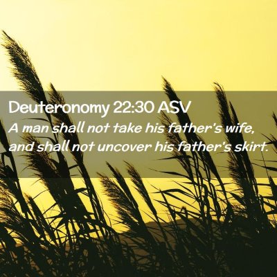 Picture 02 - Deuteronomy 22:30 ASV - A man shall not take his father's wife, and shall - Bible Verse Picture