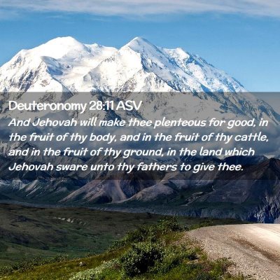 Picture 02 - Deuteronomy 28:11 ASV - And Jehovah will make thee plenteous for good, in - Bible Verse Picture
