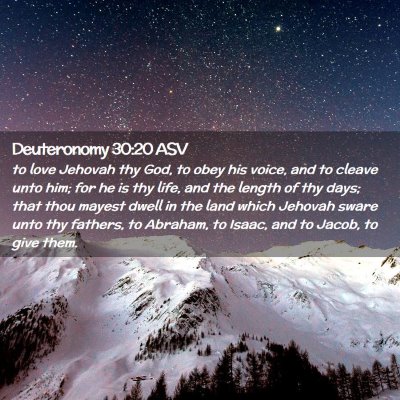 Picture 02 - Deuteronomy 30:20 ASV - to love Jehovah thy God, to obey his voice, and - Bible Verse Picture