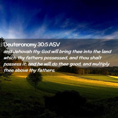 Picture 02 - Deuteronomy 30:5 ASV - and Jehovah thy God will bring thee into the land - Bible Verse Picture