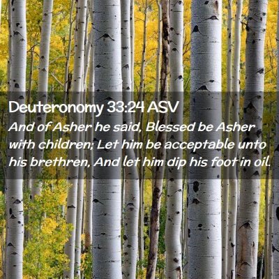 Picture 02 - Deuteronomy 33:24 ASV - And of Asher he said, Blessed be Asher with - Bible Verse Picture