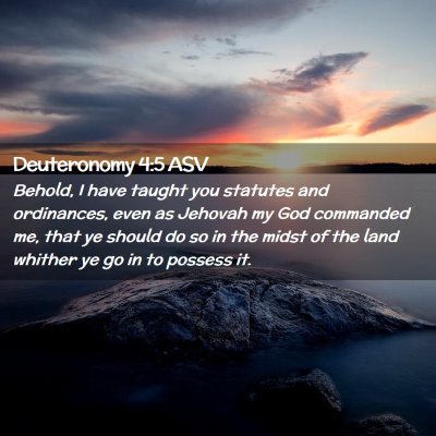 Picture 02 - Deuteronomy 4:5 ASV - Behold, I have taught you statutes and - Bible Verse Picture