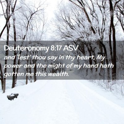 Picture 02 - Deuteronomy 8:17 ASV - and `lest' thou say in thy heart, My power and - Bible Verse Picture