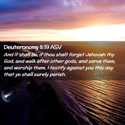 Picture 02 - Deuteronomy 8:19 ASV - And it shall be, if thou shalt forget Jehovah thy - Bible Verse Picture