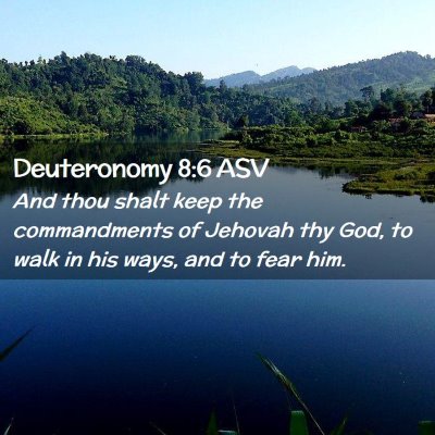 Picture 02 - Deuteronomy 8:6 ASV - And thou shalt keep the commandments of Jehovah - Bible Verse Picture