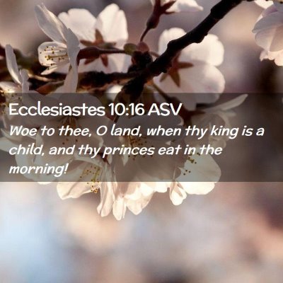 Picture 02 - Ecclesiastes 10:16 ASV - Woe to thee, O land, when thy king is a child, - Bible Verse Picture