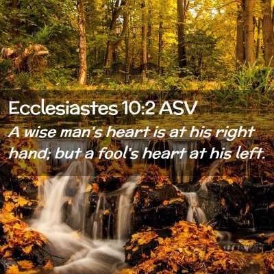 Picture 02 - Ecclesiastes 10:2 ASV - A wise man's heart is at his right hand; but a - Bible Verse Picture