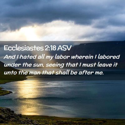 Picture 02 - Ecclesiastes 2:18 ASV - And I hated all my labor wherein I labored under - Bible Verse Picture
