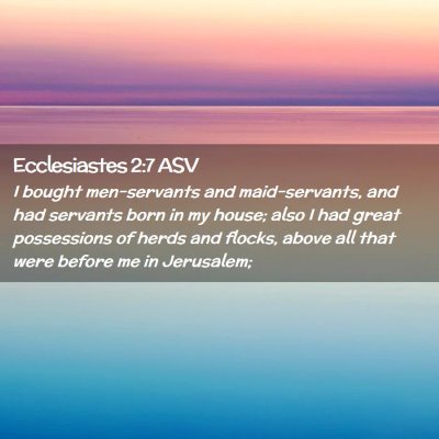 Picture 02 - Ecclesiastes 2:7 ASV - I bought men-servants and maid-servants, and had - Bible Verse Picture