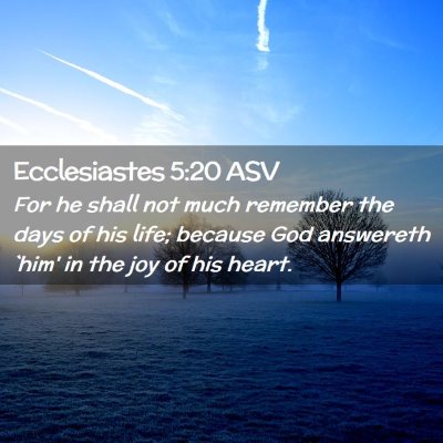 Picture 02 - Ecclesiastes 5:20 ASV - For he shall not much remember the days of his - Bible Verse Picture
