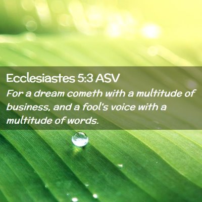 Picture 02 - Ecclesiastes 5:3 ASV - For a dream cometh with a multitude of business, - Bible Verse Picture