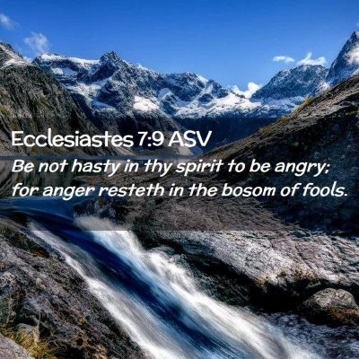 Picture 02 - Ecclesiastes 7:9 ASV - Be not hasty in thy spirit to be angry; for anger - Bible Verse Picture