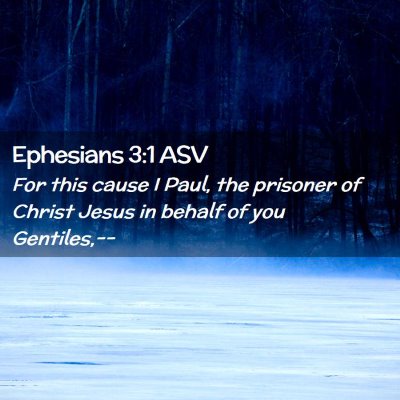 Picture 02 - Ephesians 3:1 ASV - For this cause I Paul, the prisoner of Christ - Bible Verse Picture