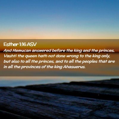 Picture 02 - Esther 1:16 ASV - And Memucan answered before the king and the - Bible Verse Picture