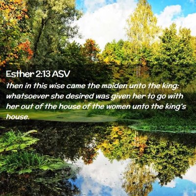 Picture 02 - Esther 2:13 ASV - then in this wise came the maiden unto the king: - Bible Verse Picture