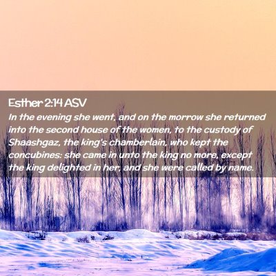 Picture 02 - Esther 2:14 ASV - In the evening she went, and on the morrow she - Bible Verse Picture
