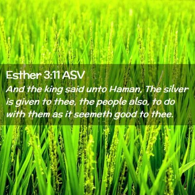 Picture 02 - Esther 3:11 ASV - And the king said unto Haman, The silver is given - Bible Verse Picture
