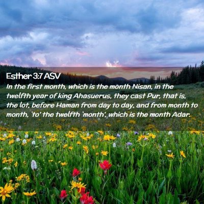 Picture 02 - Esther 3:7 ASV - In the first month, which is the month Nisan, in - Bible Verse Picture