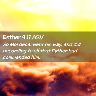 Picture 02 - Esther 4:17 ASV - So Mordecai went his way, and did according to - Bible Verse Picture