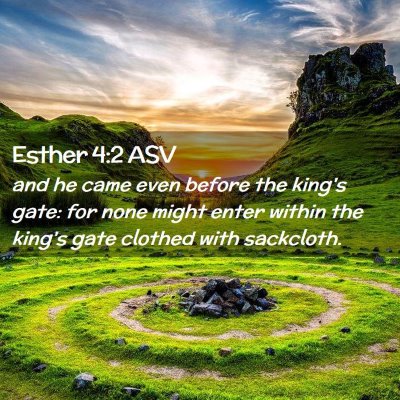 Picture 02 - Esther 4:2 ASV - and he came even before the king's gate: for none - Bible Verse Picture