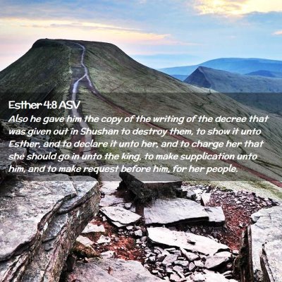 Picture 02 - Esther 4:8 ASV - Also he gave him the copy of the writing of the - Bible Verse Picture